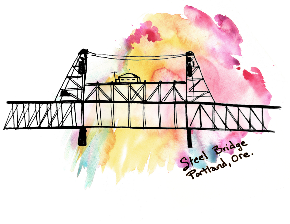 drawing of Steel Bridge (Portland, OR) 
